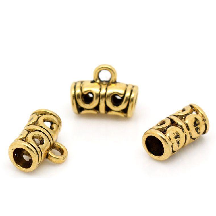 5個入 11mm×9mm ペンダントベイル バチカン 円筒形 金古美