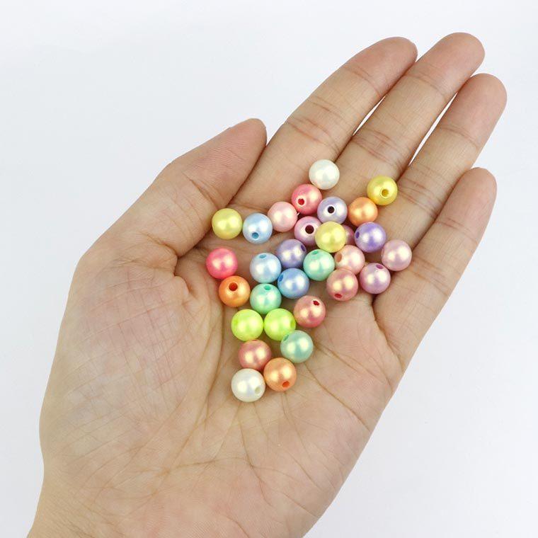 直径8mm アソート30個入 アクリルビーズ マットパールカラー 球形 穴