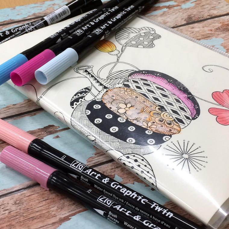 12枚の絵画デザインセット 呉竹】ZIG Art & Graphic Twin BASIC・12V 1個入（基本的な12色