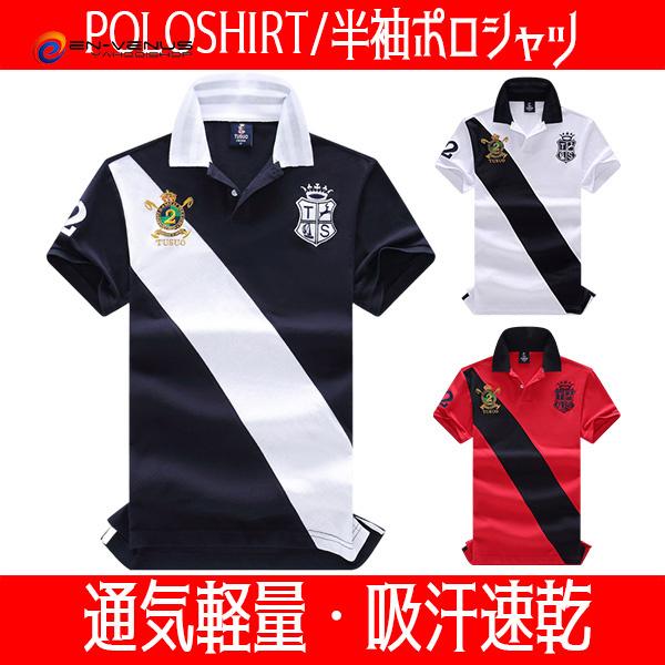 ゴルフシャツ ゴルフポロ メンズ ポロシャツ ゴルフウェア 半袖ポロ Polo 鹿の子 刺繍 ブランド 大きいサイズ ビジネス