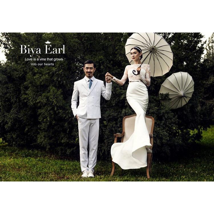 白 ストライプ ドレススーツ男性ダブルブレストメンズ 2 ピースセット