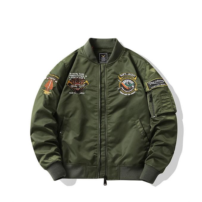 ミリタリージャケット メンズ 刺繍 MA-1 ナイロンジャケット フライト