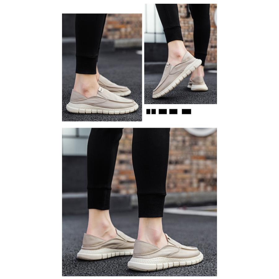 デッキシューズ スニーカー メンズ スリッポン ローカット 紳士靴 幅広