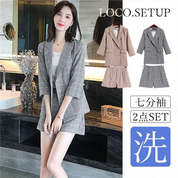 スーツ レディース ビジネススーツ クールビズ 通勤 就活 面接 カジュアル 大きいサイズ 小さいサイズ 2点セット 七分袖 ショーツ セットアップ Locoa Enchanted Venus 通販 Yahoo ショッピング
