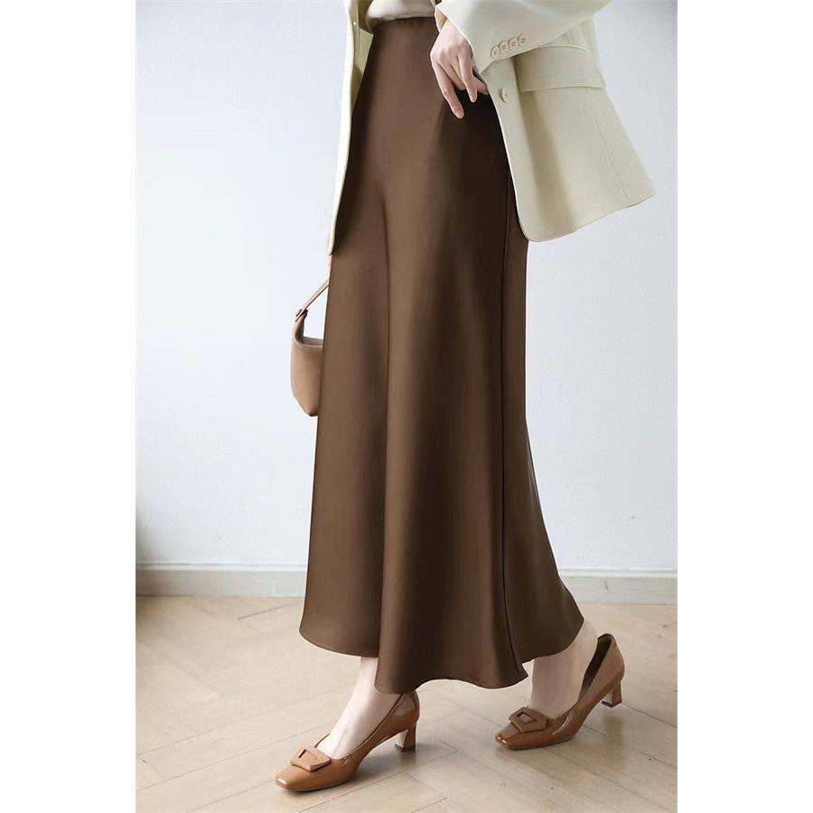 ロングスカート サテンスカート レディース マーメイド フレアスカート
