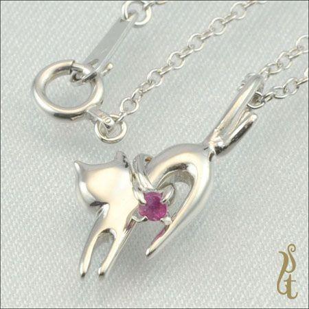 ウズイスト UZUIST ネックレス レディース アクセサリー K10WG ルビー ペンダント 猫 鏡面仕上げ IN-7 レビューを書いて送料無料