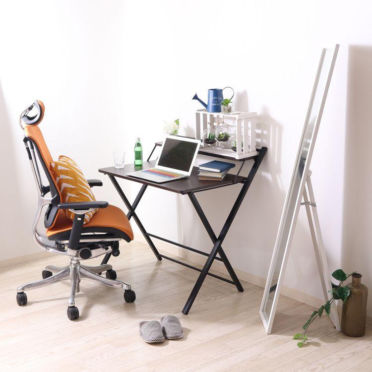 【新品・送料無料】【完成品】フォールディングワークデスク D.BR×BK フォールディングワークデスク DBR／BK : ホームセンター