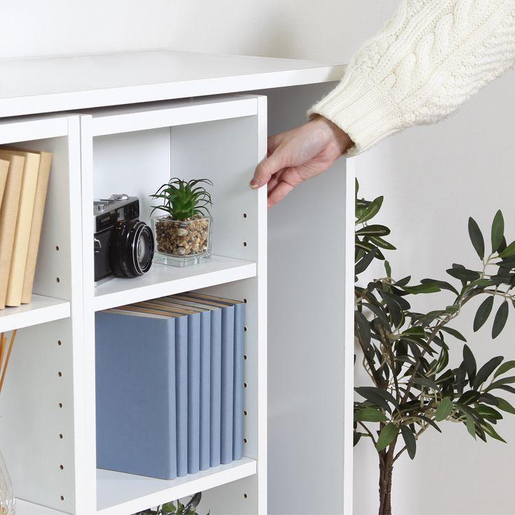 ダブルスライド収納棚 W90 ミディアムブラウン