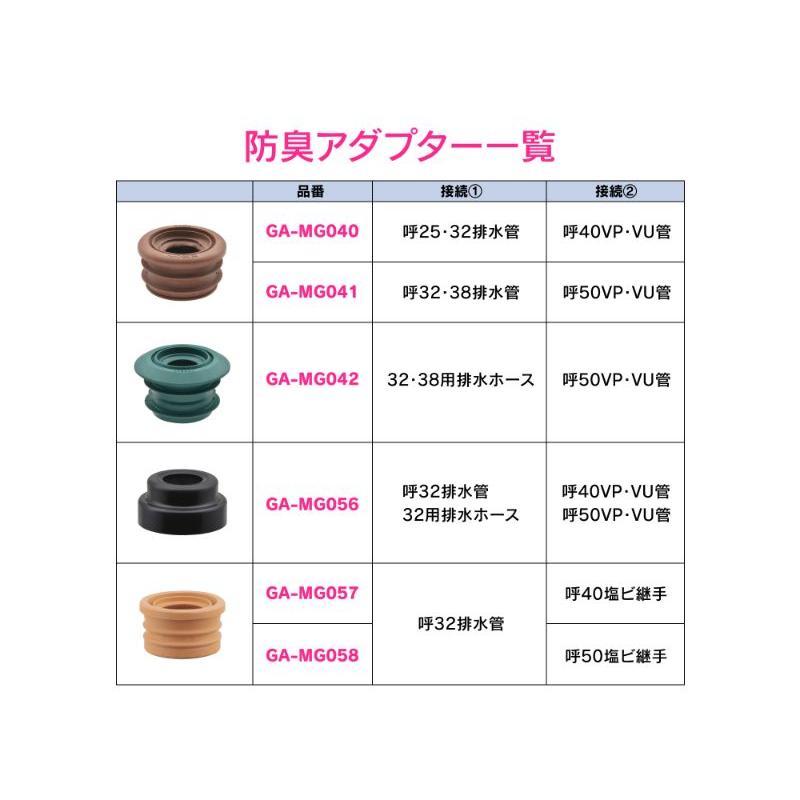 カクダイ/GAONA/ガオナ】防臭アダプター 32ミリ排水管 呼40・50 カクダイ/GAONA/ガオナ】防臭アダプター 32ミリ排水管 呼40・50