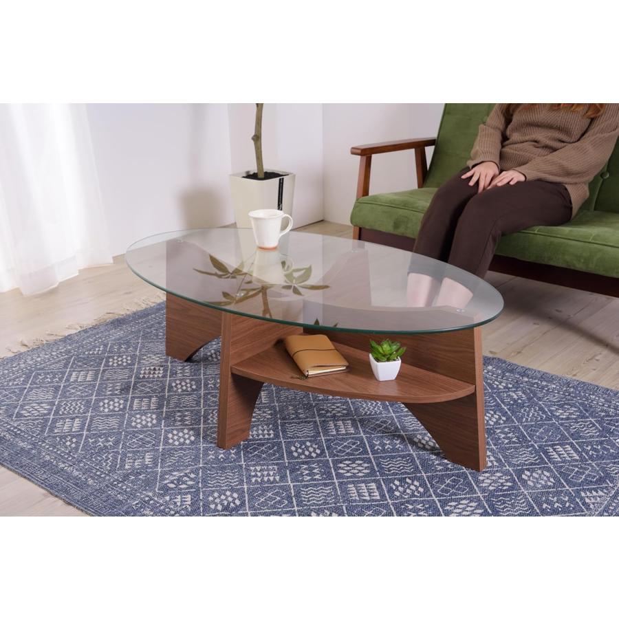 東谷 オーバルテーブル ブラウン LE-454WAL ガラス 楕円 東谷 【メーカー直送】東谷 オーバルテーブル ブラウン LE