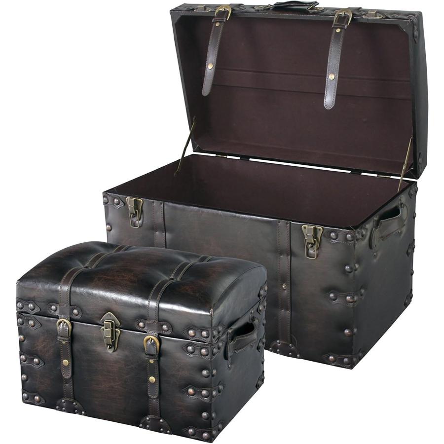 新品　トランク　スツール　セット IW-876 ブラック 東谷 【メーカー直送】東谷 トランクセット ダークブラウン IW-876