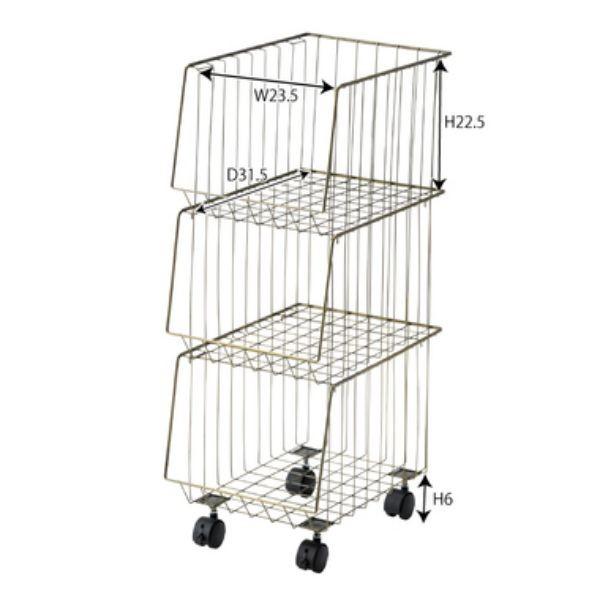 バスケットワゴン　ゴールド 東谷 【メーカー直送】東谷 スタッキングワゴン 3D アンティーク