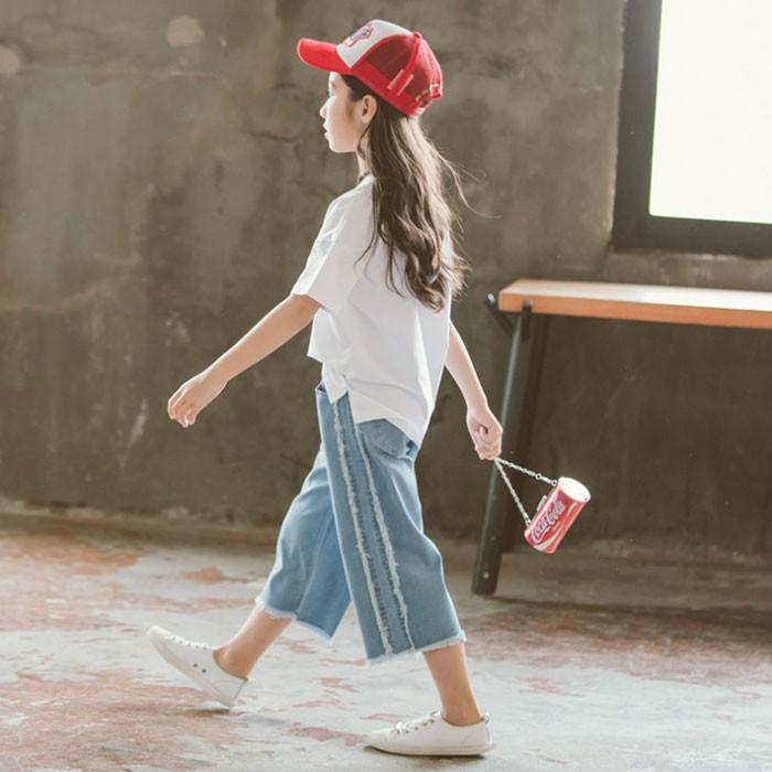 韓国子供服 女の子 Tシャツ ジーンズ 上下セット カジュアル キッズ 夏服 子供服 お出かけ 海外旅行 110 1 130 140 150 160cm Lxl0939 Encore 通販 Yahoo ショッピング