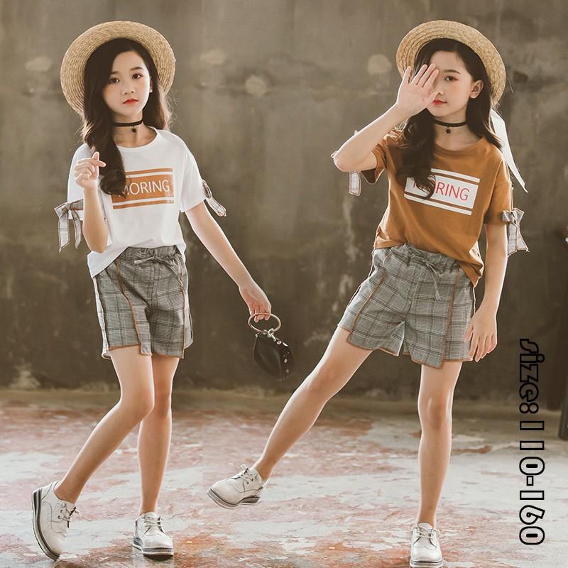 子供服 セットアップ 女の子 半袖 チェック柄 半袖tシャツ 半ズボン コットン ボトムス おしゃれ 子ども服 女児 夏 上下 人気 可愛い ジュニア服 入学式 Y Encore 通販 Yahoo ショッピング