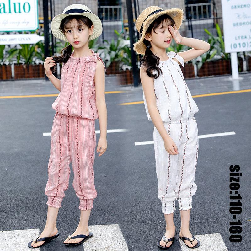 韓国子供服 ２点セット 夏 トップス ズボン ノースリーブ 七分丈パンツ セットアップ ゆったり リゾート 女の子 可愛い カジュアル きれいめ ビーチ 入学式 Y Encore 通販 Yahoo ショッピング