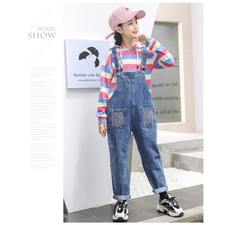 韓国子供服 セットアップト 春秋 カジュアル ナチュラル パーカー ズボン 長袖 オーバーオール デニム ジーンズ ストライプ ゆったり リゾート 女の子 可愛い Y Encore 通販 Yahoo ショッピング