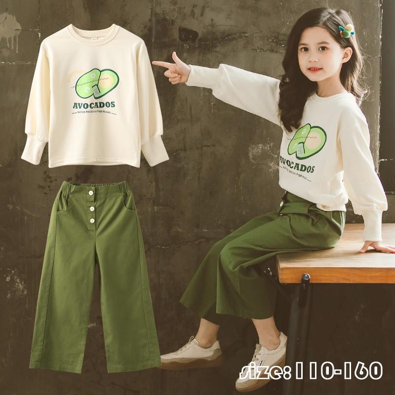韓国子供服 セットアップ Tシャツ ガウチョパンツ ワイドパンツ 長袖 パンツ 長ズボン 春秋 ゆったり リゾート カジュアル 女の子 キッズ 可愛い 卒園式 入学式 Y Encore 通販 Yahoo ショッピング