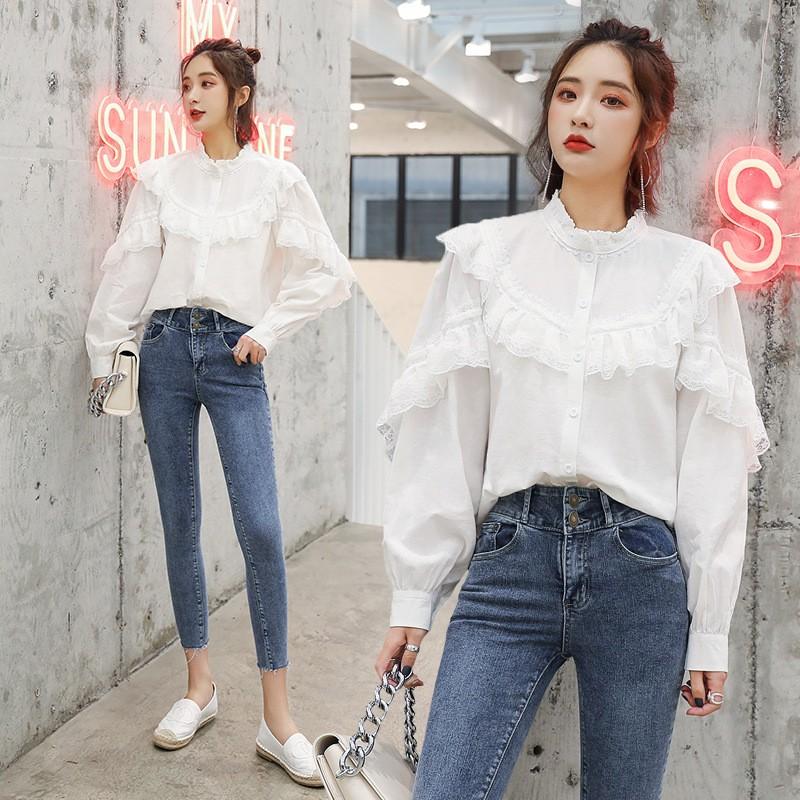 白シャツ ブラウス レディース レースシャツ 春秋 フリル 長袖 おしゃれ 開襟 カーディガン きれいめ 韓国風 トップス オシャレ ゆったり Ol 通勤 着痩せ 大人 Y Encore 通販 Yahoo ショッピング