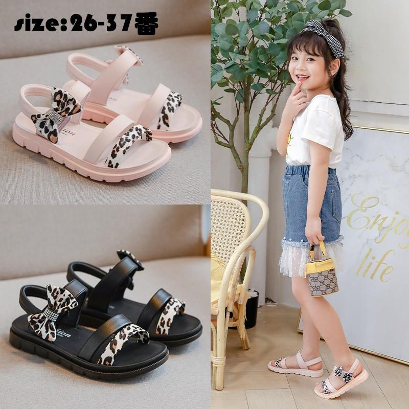 サンダル キッズ ビーチサンダル 夏物 女の子 キッズシューズ ソフトの底 豹柄 リボン 滑り止め 軽く 子供靴 プール 海 姫系 可愛い おでかけ プレゼント 入学式 Y Encore 通販 Yahoo ショッピング