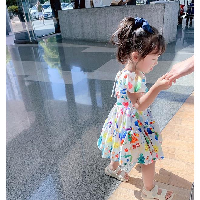 子供服 ロングワンピース 子供ドレス 花柄 プリント 半袖 Aライン フレアスカート ベアバック リボン 女の子 リゾート 夏 ビーチ ベビー 可愛い ジュニア服 Y Encore 通販 Yahoo ショッピング