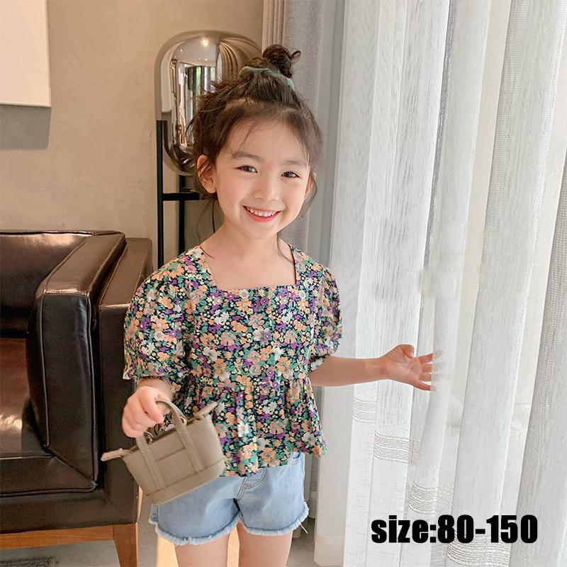 韓国子供服 花柄 シャツ トップス コットン 夏 女の子 半袖 プリント おしゃれ 子ども服 ベビー ゆったり カジュアル 可愛い ジュニア服 通学 卒園式 入学式 使い勝手の良い