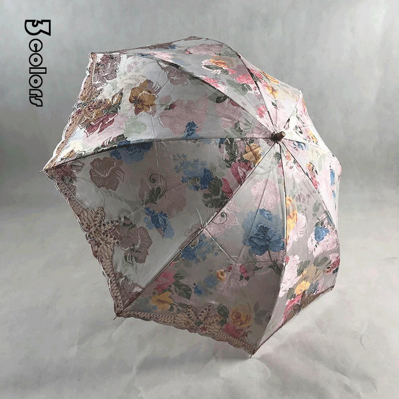 日傘 折りたたみ傘 花柄 レディース 手動傘 折り畳み 刺繍 折りたたみ傘 2つ折 オシャレ 傘袋付き 可愛い 女性用 8本骨 Uvカット 紫外線対策 完全遮光 遮熱 Y Encore 通販 Yahoo ショッピング