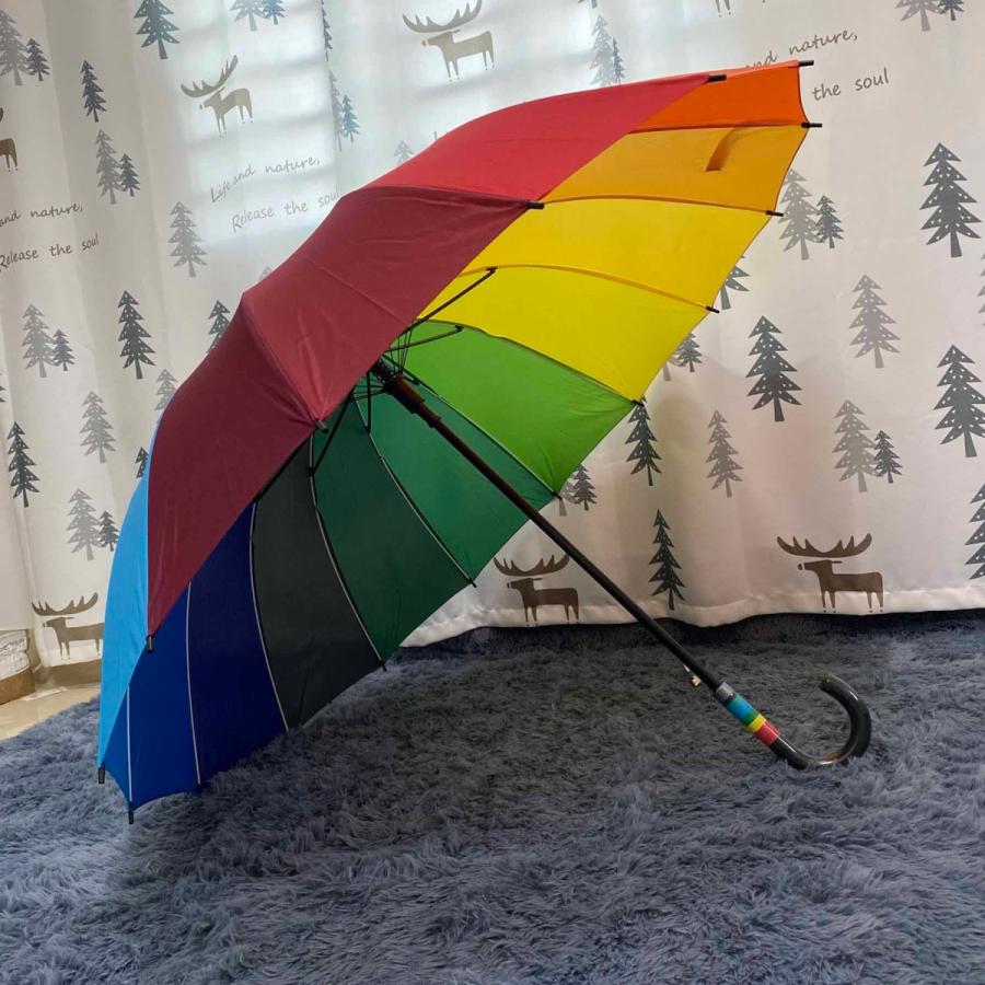 長傘 レディース メンズ 長柄 雨傘 ビッグサイズ 防風 ボタン手動開閉式 虹柄 大きい長傘 直径118cm 長傘 折れない オシャレ 女性用 男女兼用 16本骨 おしゃれ Y Encore 通販 Yahoo ショッピング