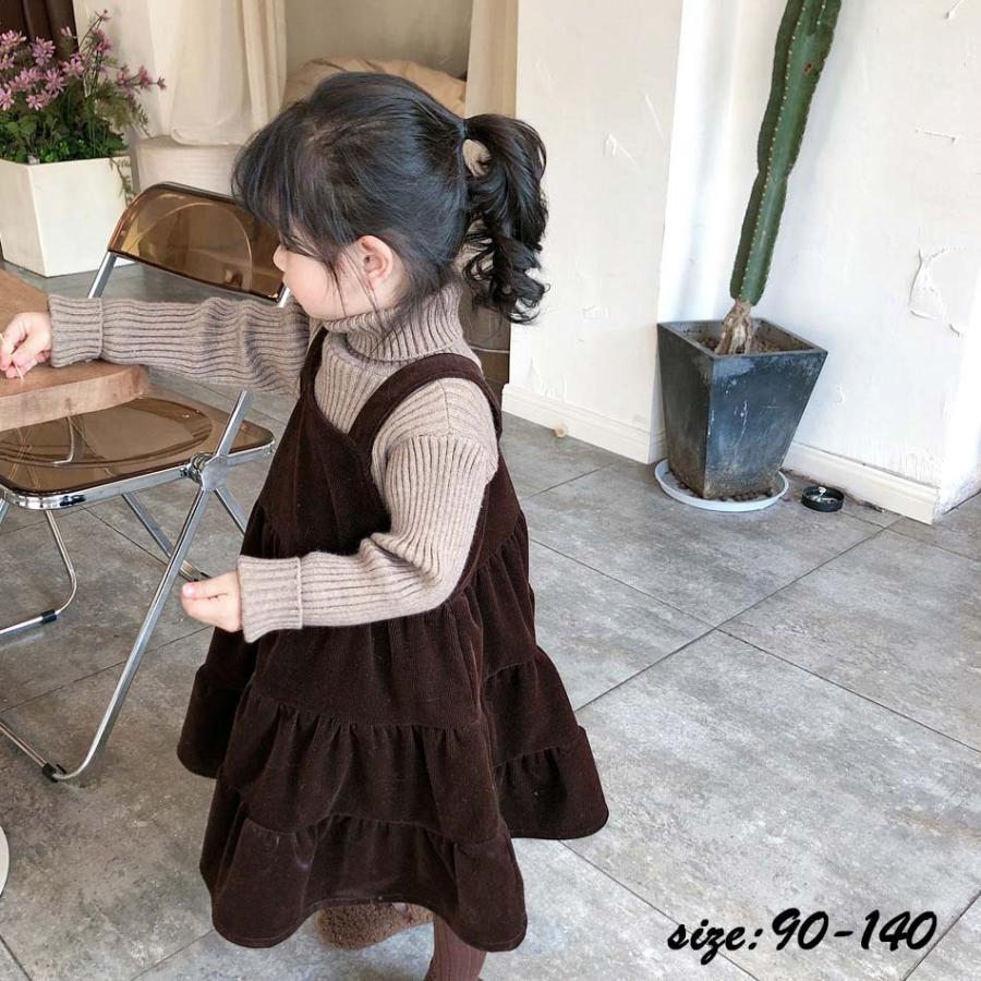 韓国子供服 ２点セット セーター サロペット コーデュロイ ワンピース ハイネック 子供ドレス ロング丈 厚手 秋冬 長袖 セットアップ 女の子 可愛い きれいめ Y Encore 通販 Yahoo ショッピング