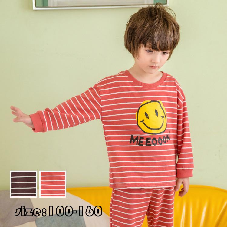 キッズ パジャマ ２点セット 子供パジャマ 女の子 男の子 ストライプ ベビー 春夏 薄手 プリント 長袖 ルームウェア 部屋着 セットアップ おしゃれ 可愛い Y2543 Encore 通販 Yahoo ショッピング