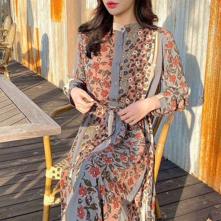 ワンピース レディース 40代 シフォンワンピース 春新作 きれいめ マキシワンピース 長袖 花柄ワンピース フレアスカート オシャレ 通勤 結婚式 お出かけ 大人 Y Encore 通販 Yahoo ショッピング