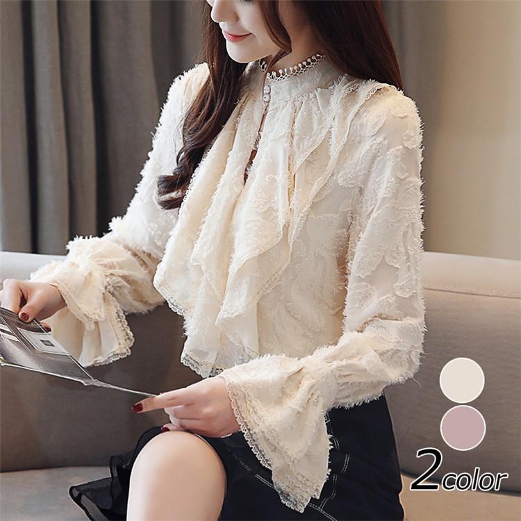 ブラウス レディース シャツ ブラウス シフォン 春夏 パフスリーブ レース フリル袖 長袖 Tシャツ フリル フォーマル ブラウス トップス 通勤 Ol オシャレ韓国風 Y Encore 通販 Yahoo ショッピング