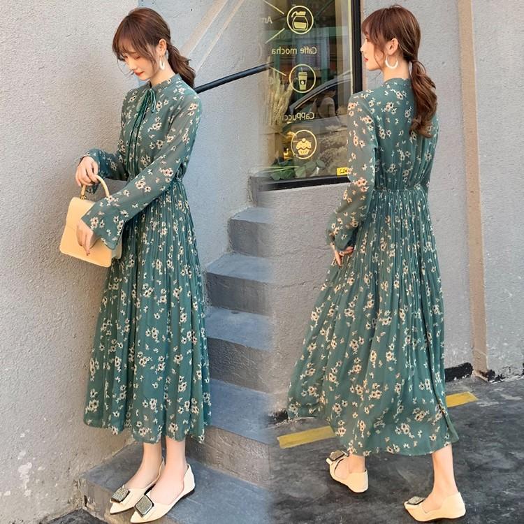 ワンピース レディース 上品 プリーツ40代 マキシワンピース 花柄 フレア春夏ワンピース 長袖 きれいめ Aライン着痩せ 通勤 Ol 新作 韓国風 復古風 結婚式 Y Encore 通販 Yahoo ショッピング