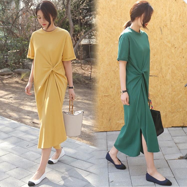 ワンピース レディース 上品マキシワンピース 春夏 半袖 ワンピース Tシャツ きれいめ 着痩せ 通勤 膝丈 40代 大きいサイズ 無地 膝丈 お出かけ オシャレ Y Encore 通販 Yahoo ショッピング