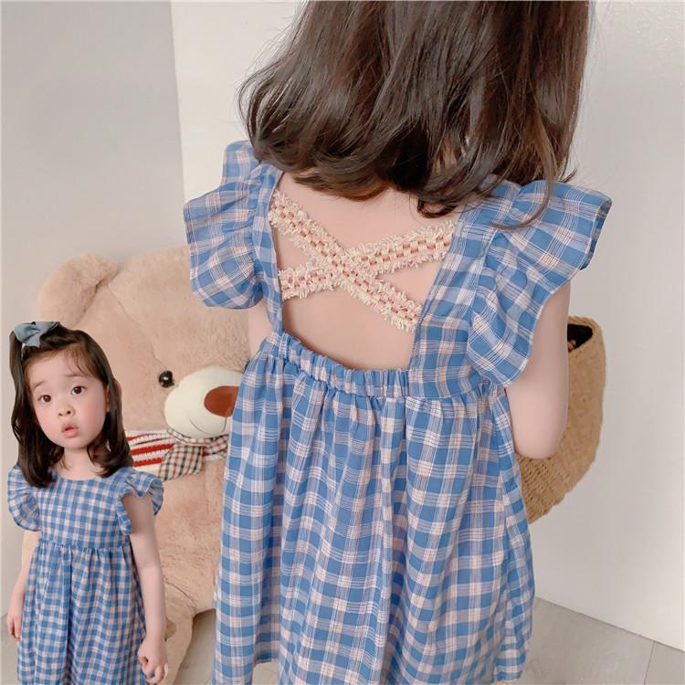 ワンピース 子供服 レース 夏 純綿 チェック柄 露の背中を サスペンダースカート ゆったり 女の子 ワンピース 可愛い 袖飛び きれいめ 卒園式 入学式 Y4760 Encore 通販 Yahoo ショッピング