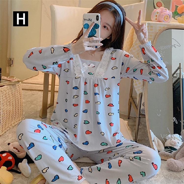 2点セットパジャマ レディース 長袖 長ズボン 春秋 寝巻き 部屋着 可愛い レース 女性用 きれいめ レディース ルームウエア 大きいサイズ 韓国風 カジュアル Y Encore 通販 Yahoo ショッピング