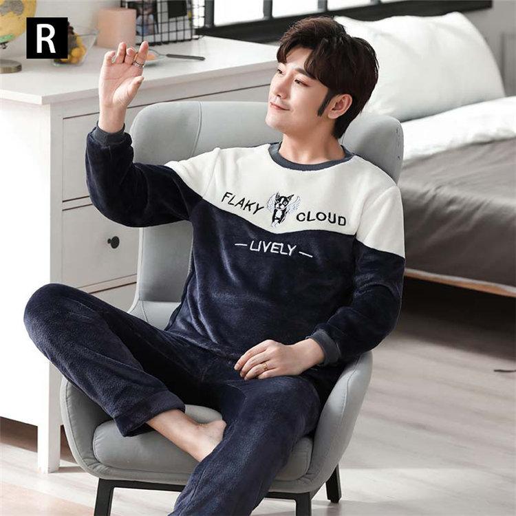 2点セット パジャマ ルームウェア メンズ 秋冬 長袖 長ズボン 裏起毛パジャマ フランネル フラノ男性 メンズ 厚手 部屋着 寝巻 韓国風 セットアップ 大きいサイ Y Encore 通販 Yahoo ショッピング