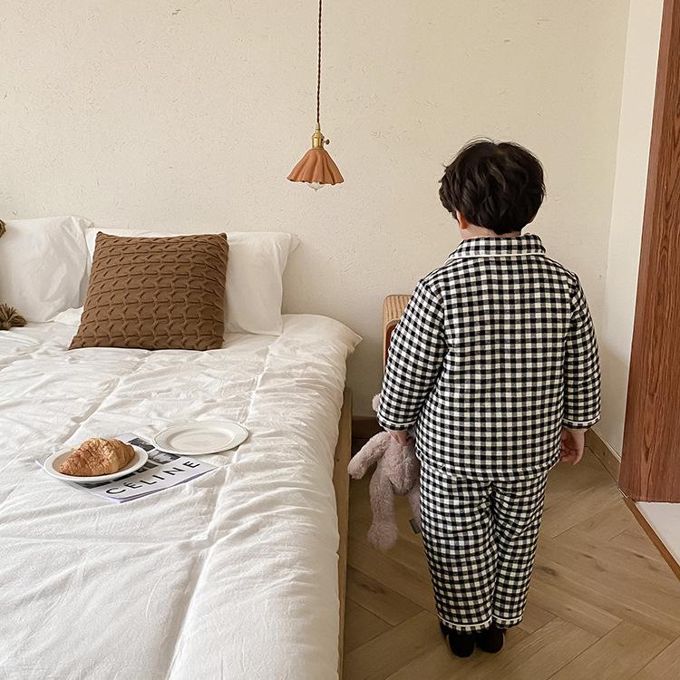 子供パジャマ 綿パジャマ 秋冬 長袖 可愛い 男の子 女の子 厚手 暖かい 上下セット キッズ ルームウエア 子供部屋着 子供寝巻き ドット チェック もこもこ 3色 Y Encore 通販 Yahoo ショッピング