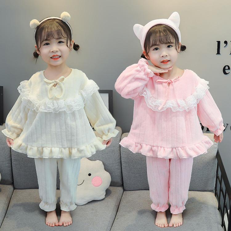 キッズ パジャマ セットアップ 女の子 お姫様 可愛い 裏起毛 もこもこ 長袖 防寒 厚手 2点セット ルームウェア 部屋着 寝巻き ナイトウェア 子供服 2色 Y4904 Encore 通販 Yahoo ショッピング