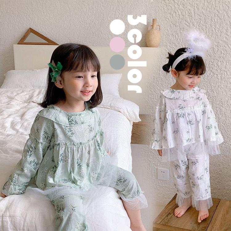 キッズ パジャマ セットアップ 2点セット 女の子 長袖 お姫様 可愛い 綿パジャマ レース 花柄 オシャレ ルームウェア 部屋着 寝巻き ナイトウェア 子供服 3色 Y4907 Encore 通販 Yahoo ショッピング
