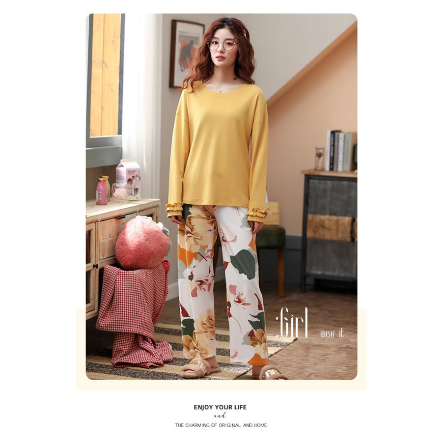 パジャマ レディース 秋冬 長袖 長ズボン 綿パジャマ ルームウェア 上下セット 可愛い 寝巻き 部屋着 セットアップ 防寒 ゆったり 安い 4色 Y4924 Encore 通販 Yahoo ショッピング