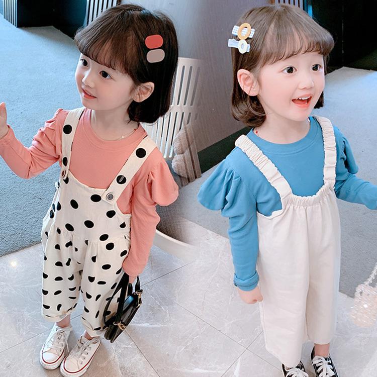 子供服 セットアップ 女の子 2点セット 上下セット 長袖 パフスリーブ オーバーオール サロペット オシャレ 小学生 卒業式 入学式 発表会 七五三 2色 Y Encore 通販 Yahoo ショッピング