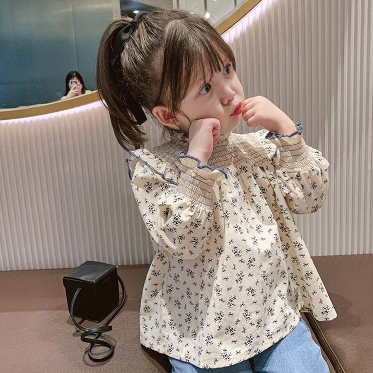 子供服 ブラウス 長袖 花柄 女の子 トップス パフスリーブ 姫系 お姫様 カジュアル おしゃれ 可愛い ゆったり