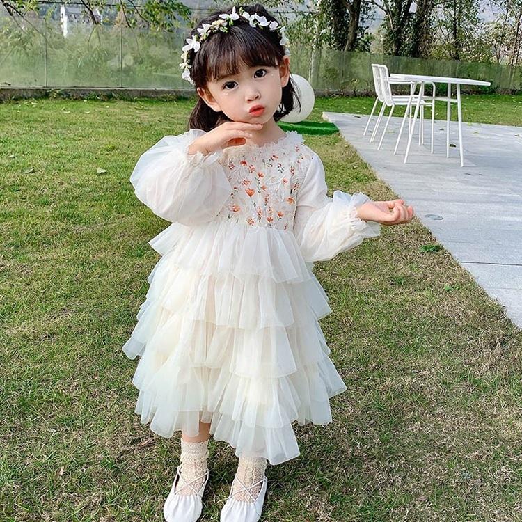 ことも服 ワンピース ドレス 女の子 お姫様 花柄 ティアードスカート ロング丈 長袖 フレア 上品 可愛い おしゃれ 発表会 結婚式 卒園式 卒業式 入学式 七五三 Y Encore 通販 Yahoo ショッピング