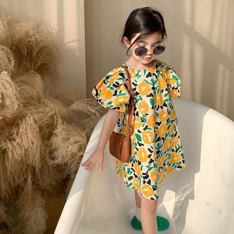 子供服 キッズ ワンピース ドレス 女の子 可愛い 半袖 パフスリーブ 花柄ワンピース 膝丈ワンピース おしゃれ 発表会 結婚式 卒園式 卒業式 入学式 七五三 Y Encore 通販 Yahoo ショッピング