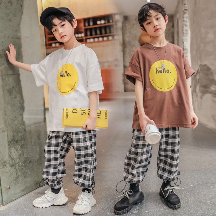 子供服 2点セット 上下セット カッコイイ ファッション 男の子 ボーイ 半袖 Tシャツ スポーツ チェック 長ズボン オシャレ カジュアル 通学 舞台 七五三 2色 Y Encore 通販 Yahoo ショッピング
