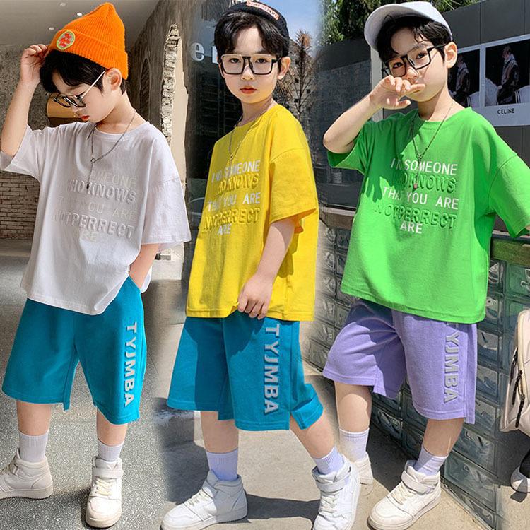 子供服 キッズ セットアップ 男の子 夏 半袖 上下セット オシャレ カッコイイ 綿 Tシャツ 半ズボン ゆったり カジュアル 卒業式 入学式 七五三 3色 Y Encore 通販 Yahoo ショッピング