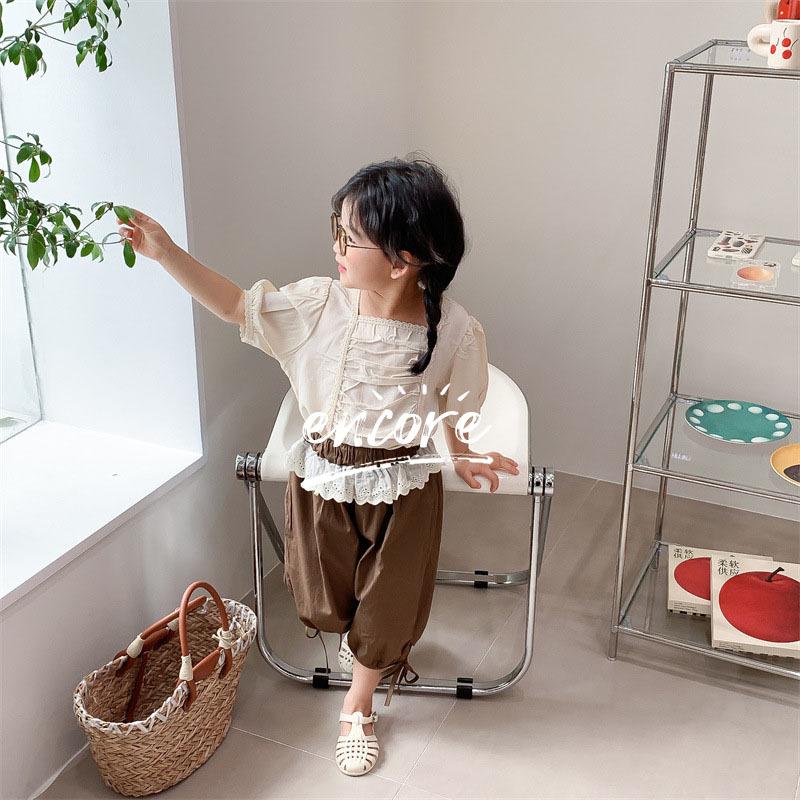 爆買い ことも服 ブラウス シャツ 半袖 トップス ロングパンツ 七分丈ズボン ボトムス キッズ 春夏 女の子 ベビー 可愛い レース 幼稚園 保育園 小学生 おしゃれ 通学 Simbcity Net