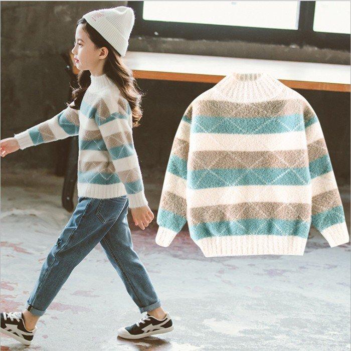 セーター ニット 長袖 女の子 キッズ 子供コート 安い 激安 プチプラ 高品質 裏ボア 子ども服 女児 可愛い メランジ 冬 ニットセーター 韓国子供服 厚手 ミックスニット 秋