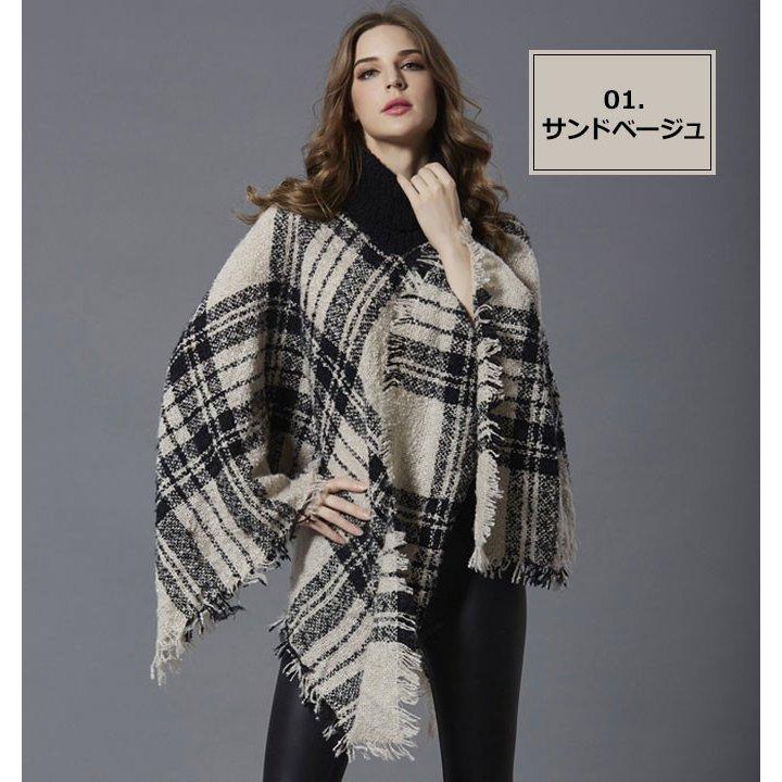 ストール ポンチョ コート マント レディース 冬 当店の記念日 チェック柄 ポンチョコート チェック