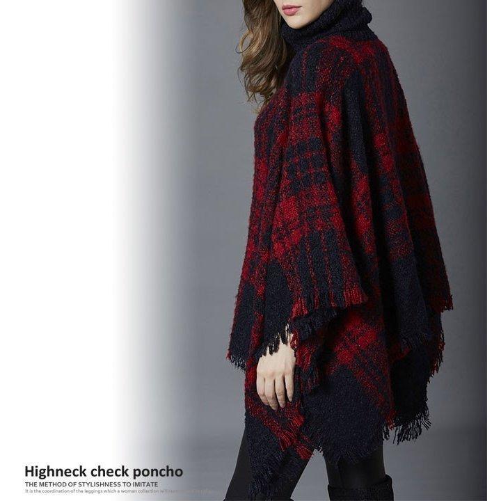 ストール ポンチョ コート マント レディース 冬 当店の記念日 チェック柄 ポンチョコート チェック